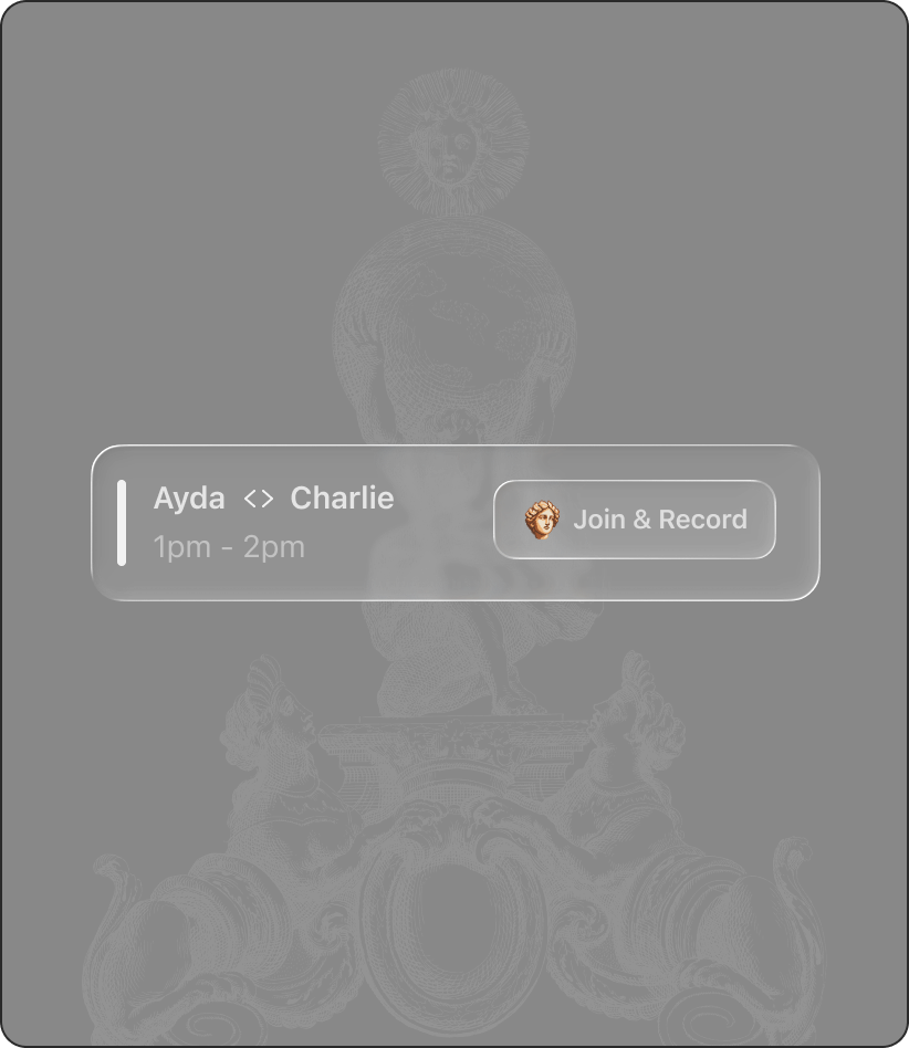 Ayda and Charlie, 1pm–2pm, with a glass Join & Record notification